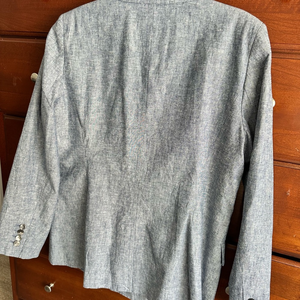 Ann Taylor blue Chambray double breasted Blazer - Picture 5 of 5